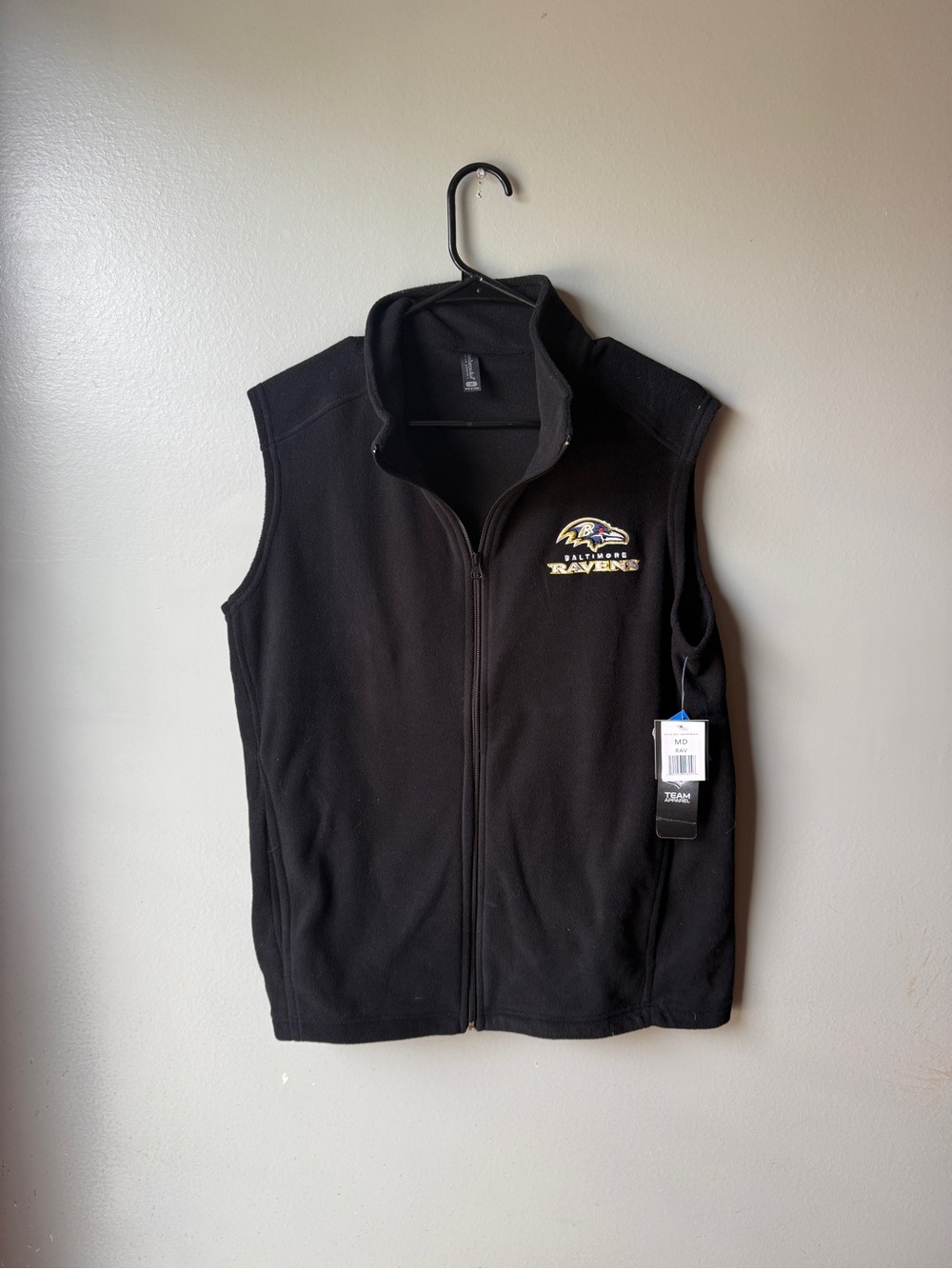 NWT Baltimore Ravens Black Fleece Full Zip Vest NFL
